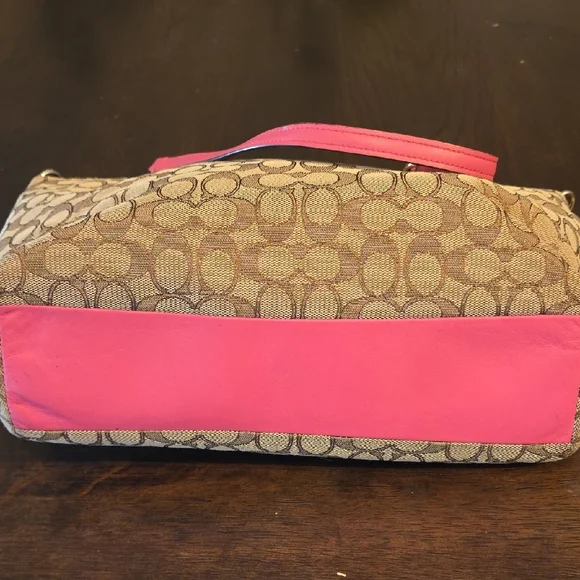 Coach Signature Logo Print Kelsey Bag Purse Pink And Matching Wallet - Picture 6 of 11